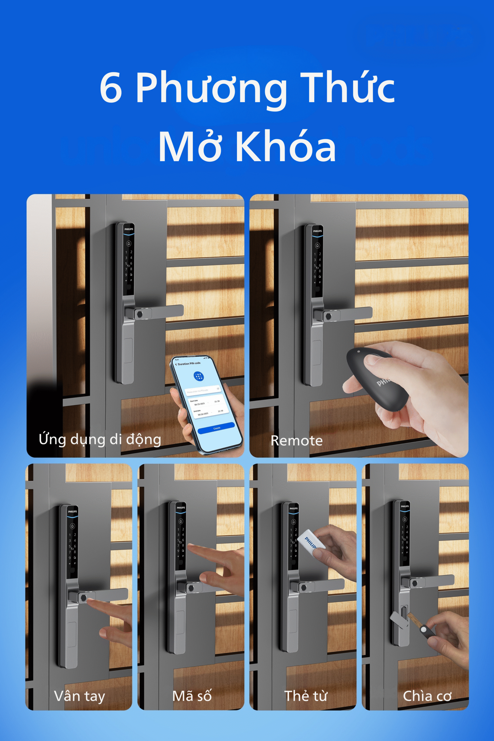 Khóa Vân Tay Cửa Nhôm Philips DDL611S-5HBS - Ảnh 3